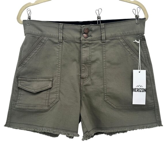 NEW Herizon Womens 12 Shorts Gwen High Rise Utility Short In Four Leaf Green - Picture 1 of 7